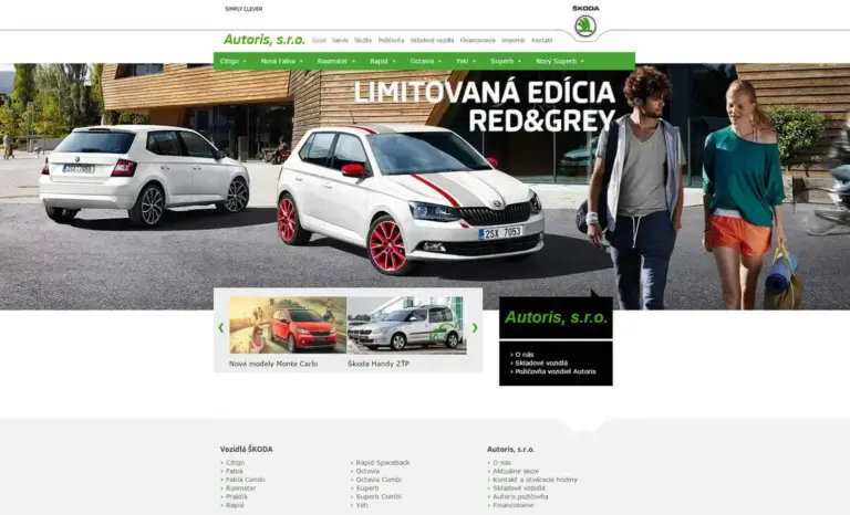 Náhľad web stránky Škoda po redizajne