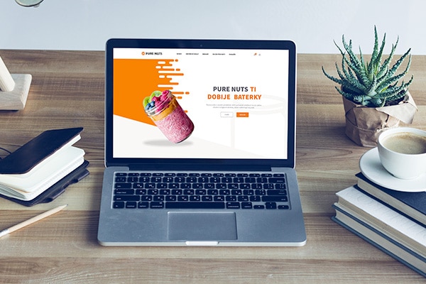 Náhľad web stránky Pure Nuts na notebooku - JarvinDesign.sk - tvorba eshopov