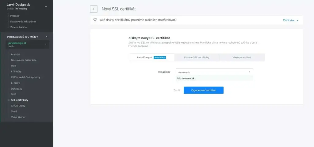 SSL certifikát